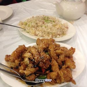 Pineapple Fried Rice & Black Bean Deep Fried Bean Curd Skin Rolls at Po Kong Vegetarian Restaurant in Vancouver
