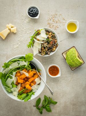 Pumpkin and Brown Rice Salad Vegetarian  (available Vegan) at Masseria in Stuttgart