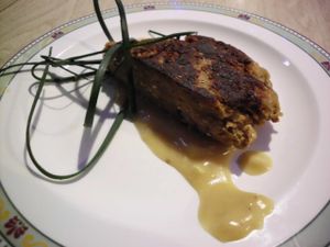 chickpea steak with lemon mustard sauce at Byow in East Vancouver