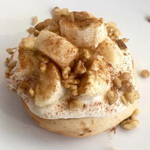 Chai Frosting. Bananas, Walnuts, and a sprinkle of Cinnamon & Sugar! at Cinnaholic in Sea Girt
