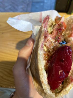 Pickled white eggplant at Maoz - Damrak in Amsterdam