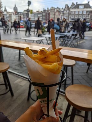 Fries at Maoz - Damrak in Amsterdam