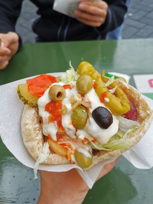 My first pita try at Maoz - Damrak in Amsterdam