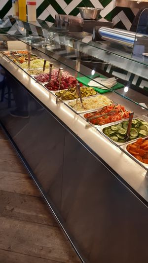 Salad bar at Maoz - Damrak in Amsterdam
