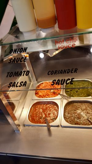 sauces at Maoz - Damrak in Amsterdam