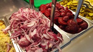 Salad bar at Maoz - Damrak in Amsterdam