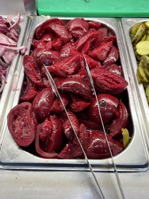 Unknown vegetable on the salad bar  at Maoz - Damrak in Amsterdam