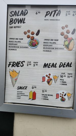 menu (March 2023) at Maoz - Damrak in Amsterdam