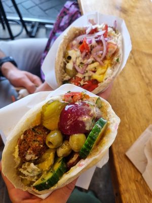 Massive pittas! at Maoz - Damrak in Amsterdam