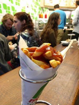 when in Amsterdam.. must try fries! at Maoz - Damrak in Amsterdam