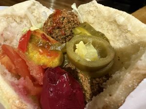 falafel sandwich #Veganuary at Maoz - Damrak in Amsterdam
