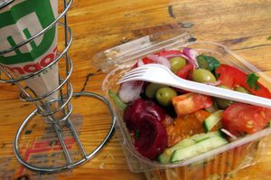 Vegan salad at Maoz - Damrak in Amsterdam