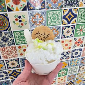 Lime and coconut sorbet at The Little Ice Cream Shop in Hawkshead