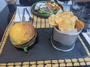 Vegan tofu & mushroom burger at Eat Pray Love in Lisbon