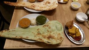 Curry and nan at Shama Vegetarian Indian Restaurant in Osaka