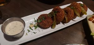 falafels with tahini dressing at Nara Cuisine and Lounge in Johns Creek