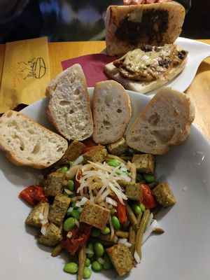 Vegan salad and vegan panino at Panino Top Bar in Cortina D Ampezzo