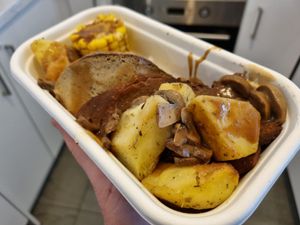 Roast mock meat at Kayalz Kitchen- It's Vegan Habibi in Renown Park