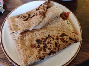 Vegan crepe (galette) niçoise with ratatouille and tofu at Crêperie Bach & Buck in Biel