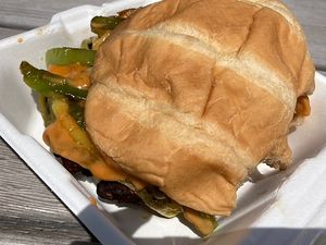 This Evul Sausage Sandwich w/ onions peppers had the best sauce ever. Everything went together perfectly. I drooled on myself after the first bight. It’s shamefully guud 🤤!!  at Guud & Evul in Tonawanda