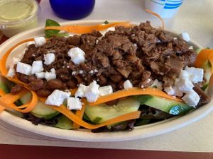 Build your own bowl with jackfruit and beans.  at Guud & Evul in Tonawanda