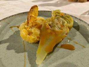 Dessert: sweetened orange almond paste with poached asparagus heart    at İncir Kayaköy - Maybe closed in Mugla