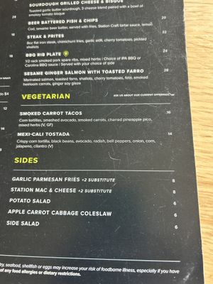 Veggie options (both vegan)  at Station Craft in Dana Point