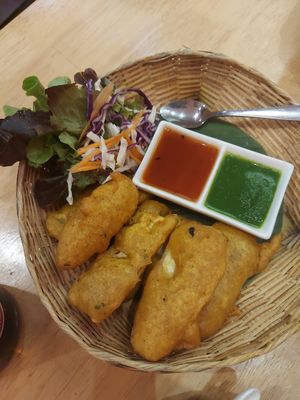 Green banana bhaji at Chai "N" Thai in Chiang Mai