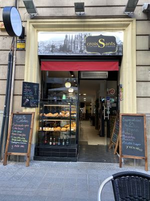 From the tables outside. There are also a few inside.  at CroisSants in Barcelona