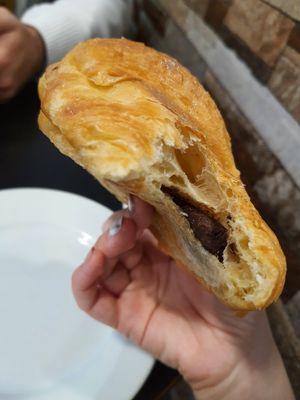 With dark chocolate - really yummy and sweet. at CroisSants in Barcelona