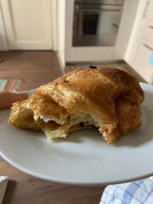 Inside of mixed chocolate croissant  at CroisSants in Barcelona