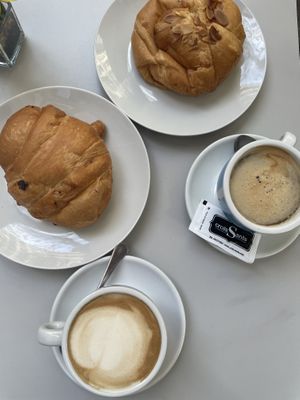 Croissants and coffee  at CroisSants in Barcelona