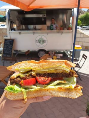 Soy burger at Sisters' Plant Based in Goreme