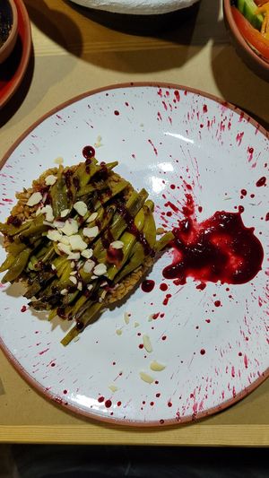 Green beans and bulgur pilaf at Sisters' Plant Based in Goreme