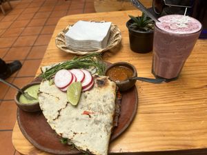 Tlayuda vegana   at Trigo Verde in Oaxaca