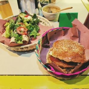 Vegan Burger and Flautas at Trigo Verde in Oaxaca