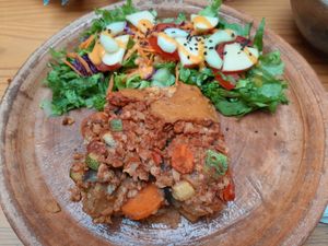 Musaka, como una lasagna pero de berenjena en vez de pasta. at Trigo Verde in Oaxaca