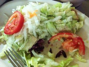 tacos with Jamaica and ensalada, tasty. at Trigo Verde in Oaxaca