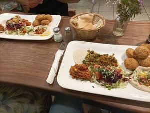 Falafelteller at Falafel House in Hamburg