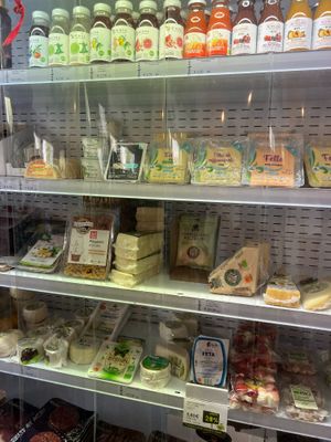 A whole row of vegan cheese! at Maiakera in Castellana Grotte