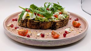 Avocado and Vegan Feta sourdough toast at BobaCat Kitchen in Sunderland
