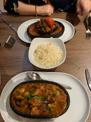 Vegetarian guvec and imam bayaldi at Aspava in Cockermouth