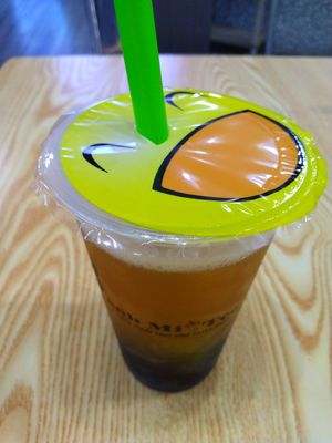 Lychee fruit tea with boba at Banh Mi & Tea in Fort Myers