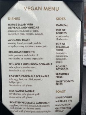 Vegan Options  at The Crema Cafe in Seal Beach