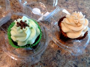 Chocolate Mint cupcake and Apple Cider cupcake. at Totally Sweet in Cleveland