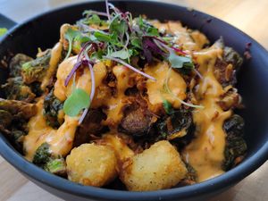 Brussel sprouts and tater tots at Stache West Hollywood in West Hollywood