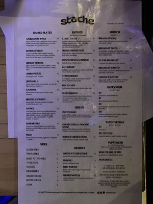 New menu as of September 2023. Read carefully see that the buffalo cauliflower wings with ranch are no longer vegan  at Stache West Hollywood in West Hollywood