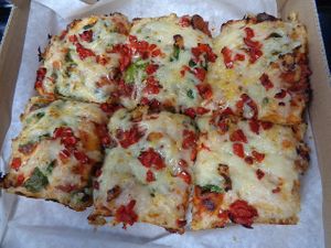 Supposed to be a deep dish vegan Lakewood minus onions, but they also left off the tomatoes and the roasted garlic and added black olives which was very upsetting and not at all what was asked for. at Primoz Pizzeria in Mentor