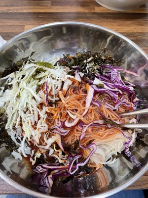 Spicy mixed noodles dish  at Daom Noodle 다옴국수 in Seoul