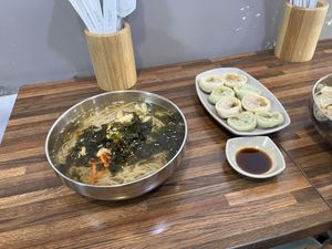 Korean traditional noodles and dumplings  at Daom Noodle 다옴국수 in Seoul
